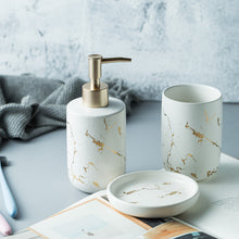 Load image into Gallery viewer, High Quality Matt Marble Pattern Bathroom Soap Dispenser Soap Bottle Toilet Ceramic Lotion Sanitizer Foam Pump Liquid Holder